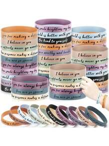 1 paquete de 10 piezas Pulseras de silicona con citas inspiradoras, serie de colores de macarrón, adecuadas para uso de hombres y mujeres, pulseras de goma monocromas de fe [La belleza de la imagen puede tener ligeras diferencias de color, por favor, consulte el producto real, no tome fotos si le molesta]