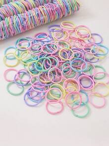 200pcs/Pack Girls' Simple Spring Color Hair Ties, Gentle On Hair, Elastic Hair Bands, Hair Accessories For Daily Use - Multicolor - View 3