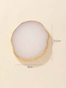 Resin White Nail Art Color Display Plate, Imitation Agate Design Golden Paint Nail Polish Palette Display Board Tools Lightweight And Portable Round Nail Art Mixing Palette Women And Girls,Nail Supplies,Nail Tools,Nail Art Tools,Back To School,Nails,Nail Tools Press On Nails - trắng - Xem 3