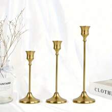 6/12pcs Metal Candle Holders, Elegant Candle Holder Set, Detachable Base, Candlelight Dinner, Wedding Decor, Centerpiece, Cone-Shape Metal Candle Holders, Room Decoration, Home Decor, Birthday Gift, Party Decorations (Candles Not Included)
