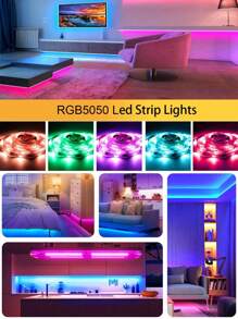 1 pièce Bande lumineuse LED 5050 RVB de 1 m à 20 m, Éclairage LED pour chambre, Convient pour la bande lumineuse de rétroéclairage LED de 55 à 75 pouces, Synchronisation avec la musique et la télévision, Bande lumineuse LED USB pour rétroéclairage TV, Rétroéclairage LED TV avec télécommande application, Pour la décoration de la pièce