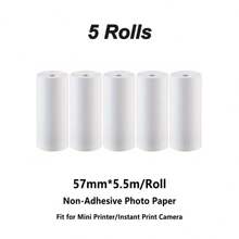 5 Rolls Mini Thermal Printing Paper, Portable Photo Labels For Instant Cameras, Perfect For Family Memory Collections, Memo Learning, Featuring A Smooth White Surface, Photo Printing Supplies, Notes, Images, Diaries, Ink-Free, With A Matte Finish