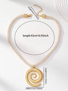 1 Pc Golden Color Swirl Sea Snail Conch Pendant Chunky Cord Necklace For Women