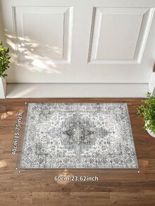 1 pieza Alfombra de área de estilo bohemio gris de terciopelo con cristales, 850g/m², rectangular, antideslizante lavable, decoración del hogar, apta para sala de estar, cocina, comedor, oficina, para todas las estaciones - Gris - Ver 14