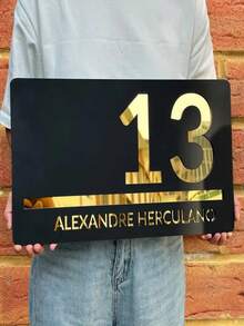 Customized Dual-Layer Laser Carved Physical Strength 3D Crafted Address Plaque, Suitable For Home And Office, Easy Installation, Perfect Decoration For Home Entrance - Black - View 2