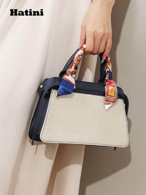 HATINI حقيبة كبيرة بسيطة عالية الجودة ، سعة كبيرة للنقل ، قماش وجلد اصطناعي متعدد الألوان ،فتحة بسحاب ،قابلة للإزالة ، مناسبة للنساء للعمل والتنقل والمواعيد والتسوق والأنشطة اليومية والعطلات والشاطئ والحفلات والأعراس والمدرسة