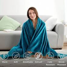 Sofa Blanket Living Room Cover SetFleece Blanket Twin Size, Soft Cozy Twin Blanket, Fuzzy Flannel Blanket Bed, Sofa, Couch, Travel, Camping, 60 X 80 Inches - 青色 - 查看 3