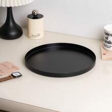 1pc Metal Round Tray, Jewelry Tray, Flower Tray, Black And White Display Tray For Bedroom Cosmetics, Perfumes, Lipsticks, Aromatherapy, Bathroom Countertop, Living Room, Hotel Bathroom Artistic Decor Display Tray For Women Storage Organizer Travel Essentials Back To School Dormitory Storage