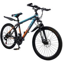 Bicicleta de montaña de 24/26/27,5 pulgadas para hombre y mujer, 24 velocidades, freno de disco doble, suspensión avanzada, cuadro de acero con alto contenido de carbono, horquilla de suspensión, fácil montaje, calcomanías en la pintura.