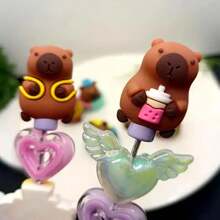 20pcs Silicone Adorable Capybara Series Pencil Toppers, Cute & Fun Stationery Decoration, Home Decor, Bag Charms, Phone Straps, Car Ornaments, DIY Craft Supplies, Ideal For Holiday Gifts, Back To School Rewards