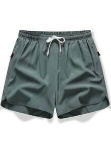 1件2025新款女士夏季运动短裤，户外休闲短裤 - 軍綠色 - 查看 3