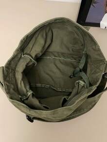 Large Capacity Shoulder Bag, Japanese Style Messenger Bag For High School/College Students, Vintage Washed Canvas, Multi-Pocket, Foldable, Green Bag School Shopping Bag Canvas Tote Bag Laptop Case - Green - View 9