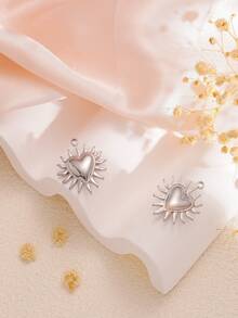 3pcs Titanium Steel Vacuum Electroplated Vintage Heart And Sun Shaped Pendant, Suitable For Handmade DIY Pendants, Earrings, Bracelets, And Jewelry Accessories - Multicolor - View 5