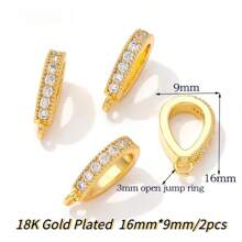 2 stuks 18K verguld messing metalen inleg zirkonia scharnierende hanger enhancer borgsluitingen DIY sieraden maken accessoires