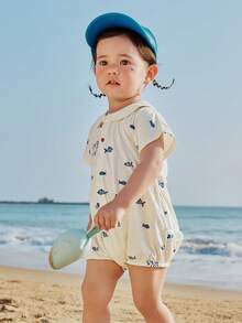 mini bala Navy Style Baby Romper – Skin-Friendly Fabric – Summer New Design - White and Blue - View 2