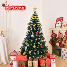 4 FT Künstlicher Schneebedeckter Weihnachtsbaum, unbeleuchteter Weihnachtskiefer mit 300 Astspitzen und stabilem Metallständer für Büro, Zuhause, Geschäft, Party, Feiertagsdekoration, grün & schneebedeckt