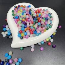 新款50-100颗魔力星空细闪树脂珠8-10mm圆形石珠水晶散珠光滑间隔珠手链串珠饰品制作DIY友谊手链项链耳环工艺品 - 彩色 - 查看 7