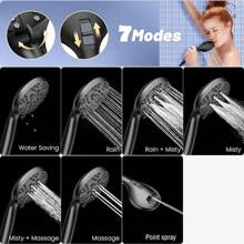 7-Function High Pressure Shower Head, Handheld Shower With Massage Spray, Strong Water Flow For Cleaning Toilet Crevices And Bathtub Corners, Works Well Even In Low Water Pressure Environment, Comes With 1.5m Flexible Hose And Holder For Convenient Use