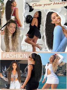Ponytail Extension Claw 30" Long Curly Pony Tail Claw Clip In Hair Extension Fluffy Natural Looking Synthetic Hairpiece For Women