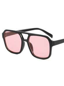 男女新款双光束太阳镜，时尚防紫外线方形太阳镜，个性化太阳镜 - 彩色 - 查看 11