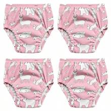 4 pièces de couches lavables et réutilisables pour bébé, étanches, respirantes, 6 couches de protection, 100% polyester, doublure et tissu extérieur imperméable, avec fonction anti-fuite, culottes de propreté, sous-vêtements pour bébé, cadeau de bébé