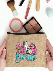 趣味图案印花化妆包，情人节惊喜礼物，旅行小物件包，轻便化妆品收纳包，旅行化妆包，字母拉链收纳包，拉链手提包，时尚实用的化妆包，字母印花化妆包礼物，送给妈妈的化妆包，情人节节日礼物，趣味字母印花女士礼物，女士化妆包，可爱生日圣诞友谊礼物，送给挚友的礼物，新娘纪念品 - 彩色 - 查看 5