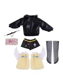 1pc 30cm Doll Outfit Six-Piece OB11 Y2K Style Fashion Set, School Uniform Clothing (Clothes Only). Good Meaning. (Note: Some Small Accessories On The Clothes May Be Randomly Included, But The Style Will Be The Same.) - Multicolor - View 7