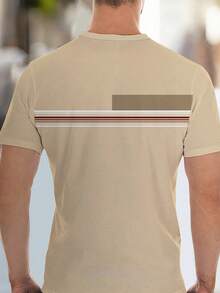 Men's Casual Sports Set, Summer 3D Printed T-Shirt And Shorts, Breathable Mesh Fabric - 杏色 - 查看 6