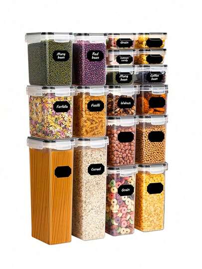 10pcsFood Jars And Jars, Airtight Food Storage Containers With LIDS, Labels And Markers,Plastic Kitchen Pantry Storage Containers For Sugar, Flour And Baking Supplies, Kitchen Supplies