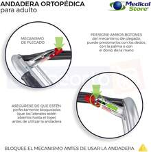 THUNDER Medical Store de Lujo Andadera Adulto Mayor Modelo 1060, Fabricada en Aluminio de Alta Resistencia, Altura Ajustable Ocho Alturas y Plegable con Anti-derrapantes. - Con Ruedas - Ver 4