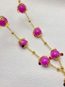 European And American Cross-Border Best-Selling Fashion Colorful Bead Antique Coin Pendant Long Necklace And Pink Bead Round Pendant Long Necklace