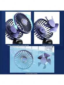 NetHong Mini Desk Fans Air Hand Held Fans USB Rechargeable Portable Fans Cooler Cooling Summer - Navy Blue - View 4