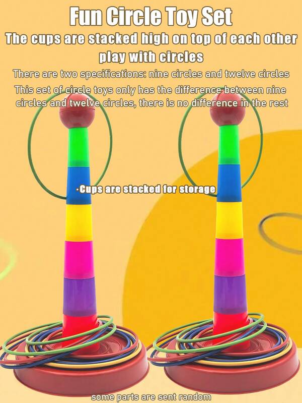 Juego de lanzamiento de aros de colores del arcoíris, juego interactivo educativo de tiro al aro para niños y familias, actividad de competencia preescolar para interior y exterior