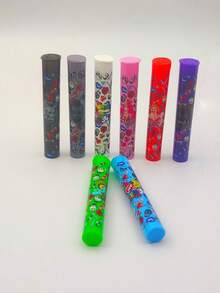 2/4 piezas Nuevo diseño de patrón de boquilla de cigarrillo, tubo de almacenamiento tipo prensa, tubo de almacenamiento de puros, tubo de almacenamiento de tabaco y especias, tubo de almacenamiento para el hogar, accesorios para fumar, regalo ideal para familiares y amigos - Multicolor - Ver 5