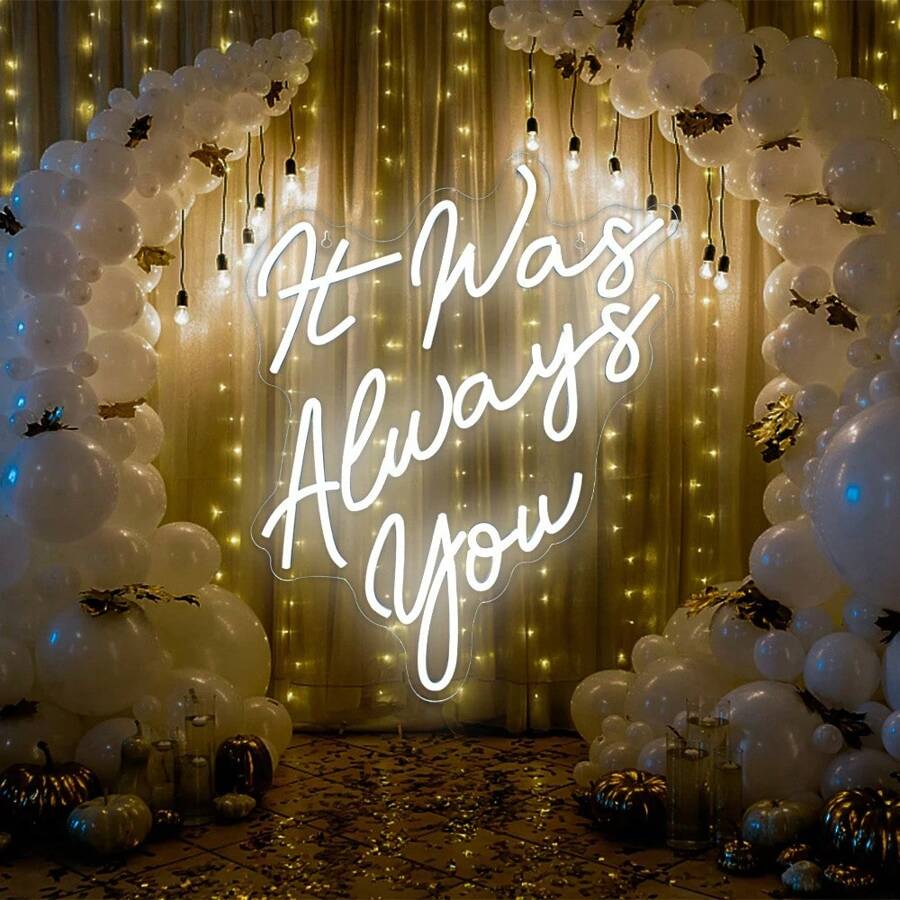 Insegna al neon elegante "Sei sempre stato tu" - alimentata USB, con controllo a pulsante, decorazione da parete per proposte di matrimonio, fidanzamenti, anniversari e celebrazioni di compleanno - luce di plastica versatile con atmosfera di palloncini e luci festive, regalo per anniversario, atmosfera festiva, illuminazione calda e luminosa, insegne al neon per decorazione da parete