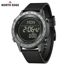 NORTH EDGE 1 Stück Herren Multifunktions Sportuhr - Gehäuse aus Legierung, Alarm, Schrittzähler, Timer, Kalorienanzeige, Kompass, Metronom, wasserdicht