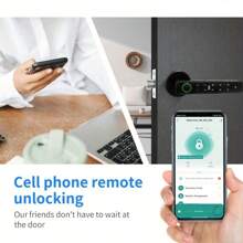 5-In-1 Smart Door Handle Lock With Fingerprint Access, Wireless App Control, Keyboard, 2 IC Cards And Keys - Aluminum Alloy, Battery Powered Smart Home Security, Home Door Lock