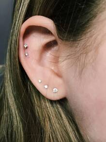 6/3/2/1 قطعة / مجموعة من أقراط مسمار للنساء، من الفولاذ المقاوم للصدأ مع سلك داخلي مسطح القاعدة مع أحجار زركونيا بأحجام مختلفة، أقراط للثقب في الغضروف، ديث، بواسطة، روك، هيليكس، شحمة الأذن، إكسسوارات أذن صغيرة مثقوبة