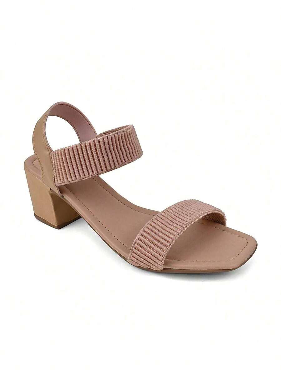 Women's Casual Sandals Thick Heel 5CM Elastic Straps Easy Fit Female Fashion - Rusty Rose - View 1