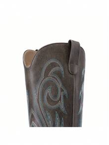 Women's Knee-High Boots, Comfortable Chunky Block Heel Pointed Toe Pull On Side Zipper Suede Slouch Riding Boots - Mocha Brown - View 8