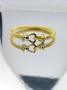 1 pulseira elegante com cabo de diamante, pulseira de corda torcida de aço inoxidável com fecho, joias femininas