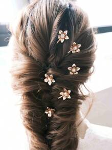6 Stücke minimalistische Metall Blumen- & Blatt-Haarspangen, süße Haaraccessoires geeignet für Hochzeiten, den Alltag, Partys, Geburtstage