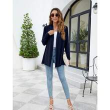 Newchoice Womens Casual Lightweight Long Sleeve Cardigan Soft Drape Open Front Fall Dusters (S-3XL) - Navy Blue - View 6