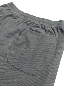Men's Casual Corduroy Pants, Solid Color With Drawstring Pockets, Breathable And Comfortable, Suitable For Daily Activities, New Spring/Autumn Series - Grey - View 7