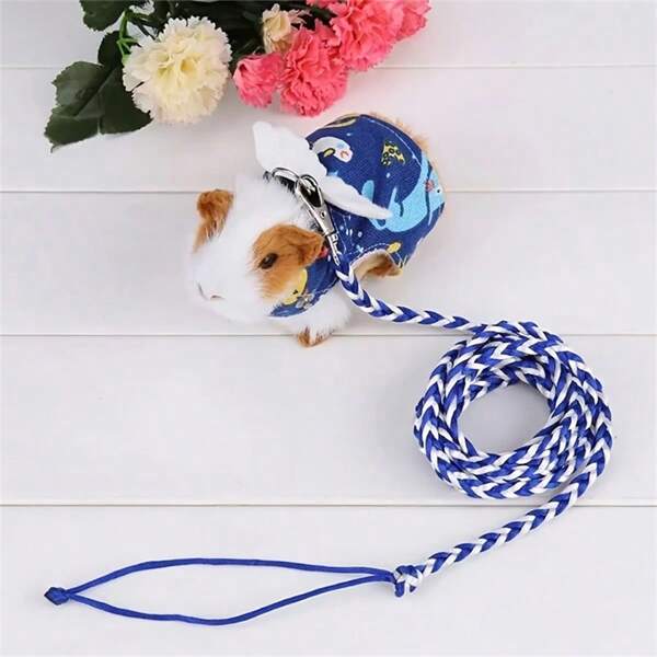 Adjustable Angel Wings Squirrel Harness With Leash - Comfortable And Snug Vest Suitable For Hamsters, Gerbils, Small Rabbits & Other Small Pets - Machine Washable Polyester Pet Walking Accessory