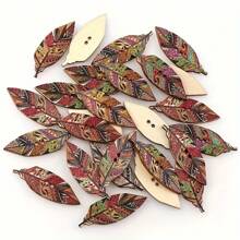 30pcs Mixed Colors Leaves/Feather Buttons Painting Wooden Buttons DIY Wooden Buttons For Crafts Decorative Buttons Buttons For Clothing Sewing Scrapbooking Accessories.(Size: 1.5cm*4.2cm/0.59inch*1.65inch)