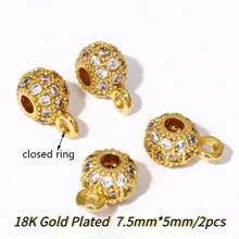 2 stuks 18K verguld messing metalen inleg zirkonia scharnierende hanger enhancer borgsluitingen DIY sieraden maken accessoires
