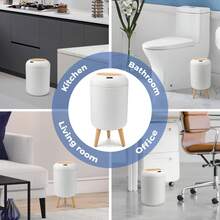 SUSTEAS Motion Sensor Trash Can With Lid, Touchless Trash Can, Automatic Waterproof Garbage Can Plastic Trash Bins Suitable For Kitchen, Bathroom, Bedroom, Living Room, Office, Outdoor (White) - 白色 - 查看 7