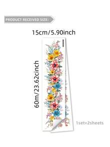 1set/2pcs Green Plant & Flowers Pattern Border Sticker For Home Decoration, Stickers, Wall Decal, Vinyl Decal For Home Decorations, Spring Decoration Items Refresh Your Home, Festival Decoration Stickers Gifts Birthday Graduation