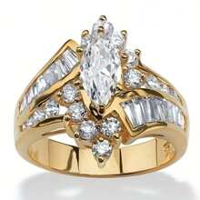Luxury Copper Alloy Inlaid Shiny Synthetic Cubic Zirconia Ring, Suitable For Women, Oval Shaped Ring Is A Party Accessory Jewelry Gift For Female, Banquet